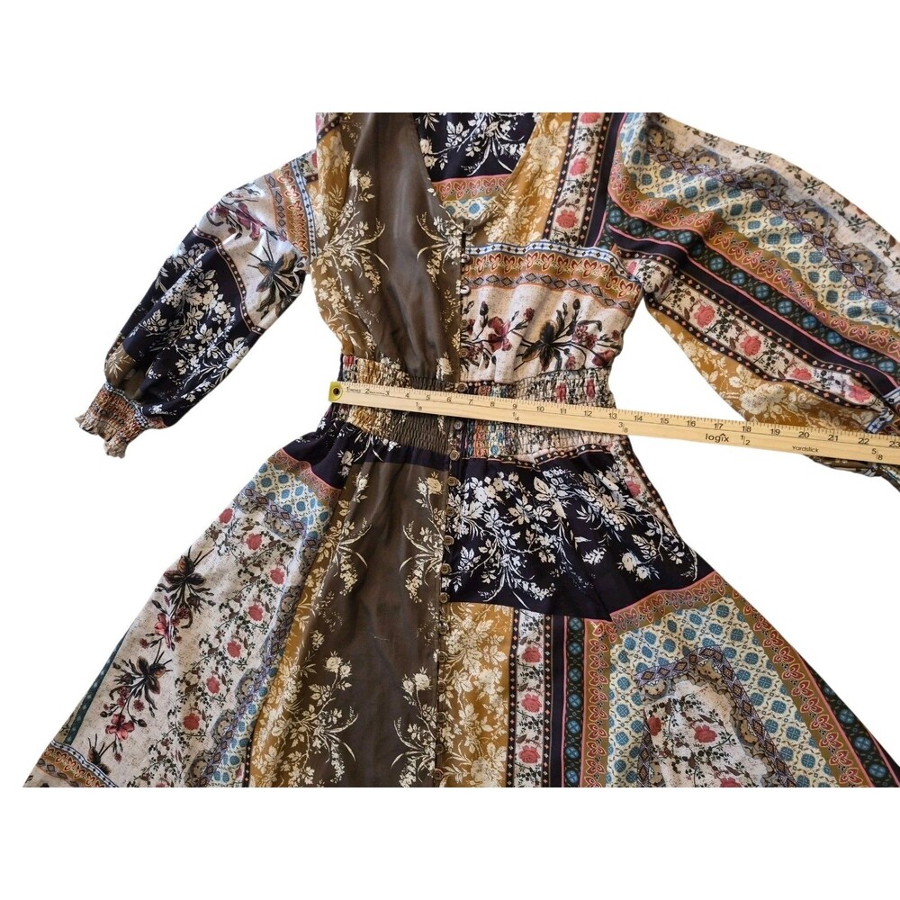 Talisman XS Dress Patchwork Prairie Maxi Button Down Hippie Festival Boho - Picture 4 of 4